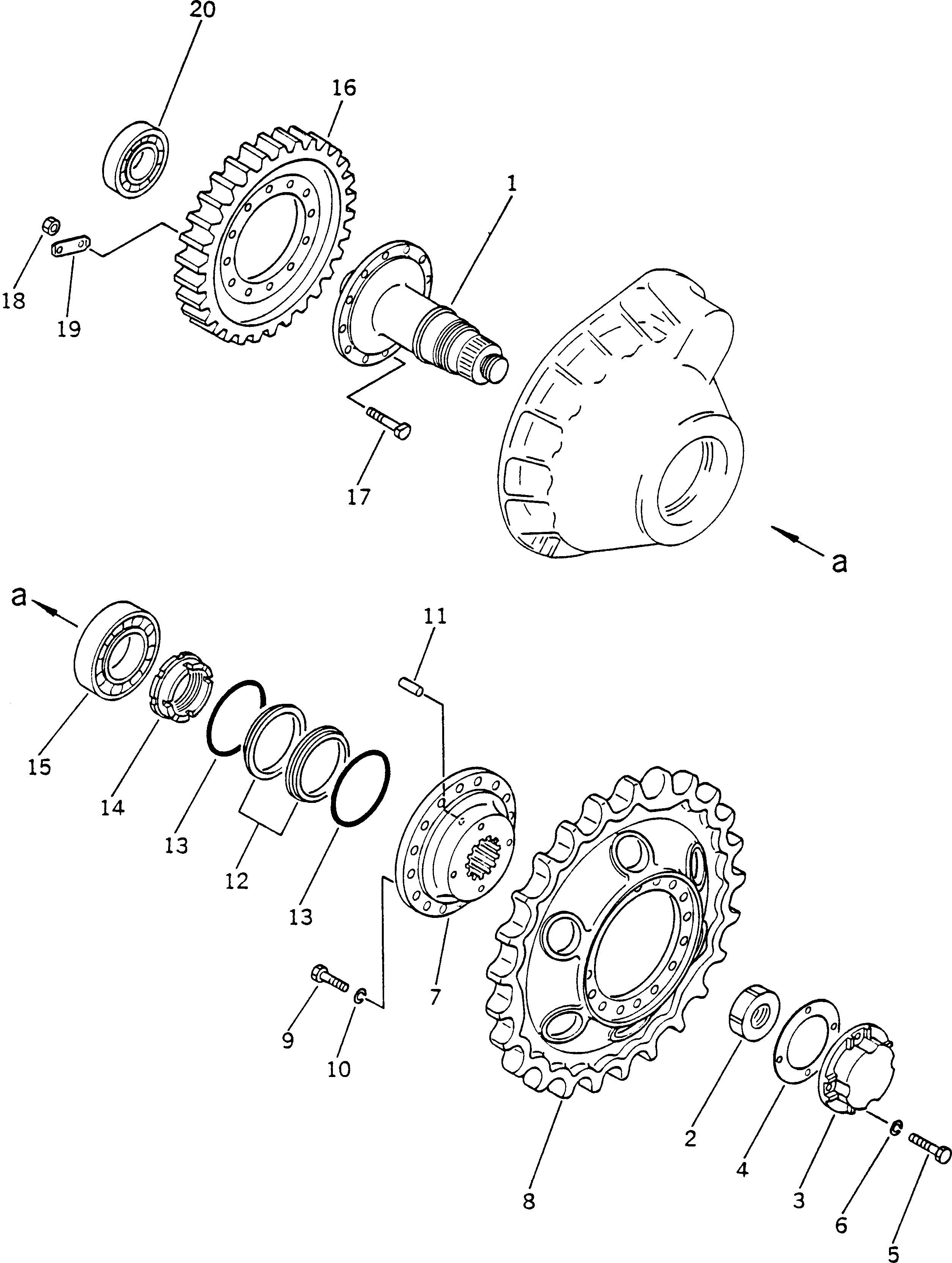 Bulldozers Komatsu / D31E-17 S/N 32001-UP(d31e-17c) / SPROCKET AND SHAFT(090190 : 3821)