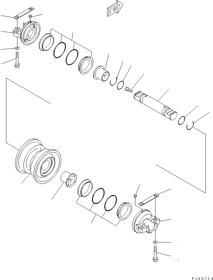 Komatsu parts book diagram for D31EX-21A-M S/N 50501-UP: TRACK ROLLER