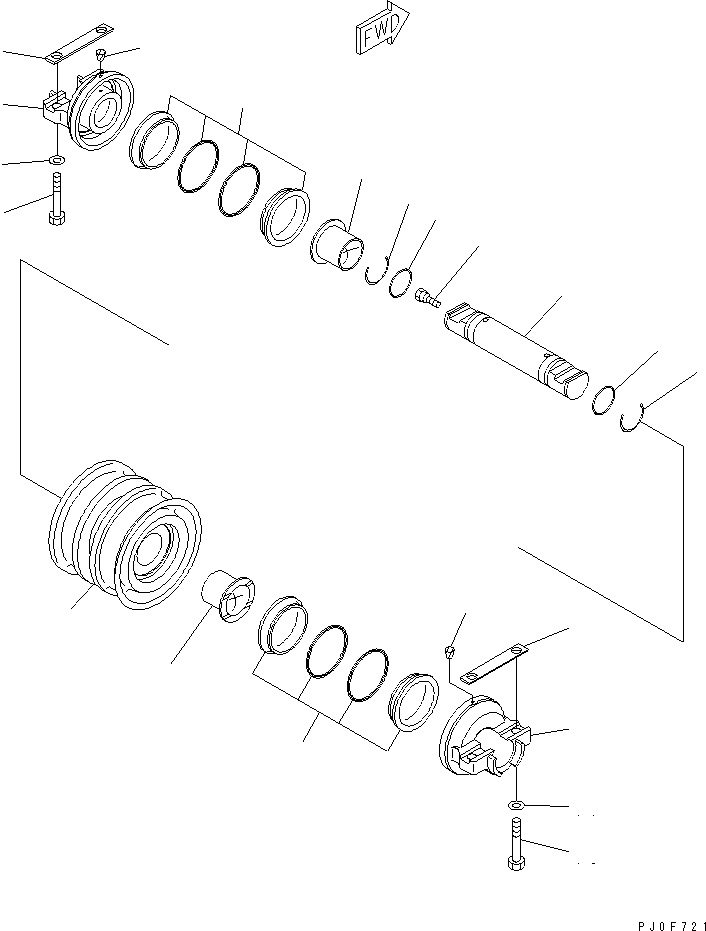 Komatsu parts book diagram for D31EX-21A-M S/N 50501-UP: TRACK ROLLER (DOUBLE GROUSER) (FOR DOUBLE FLANGE)