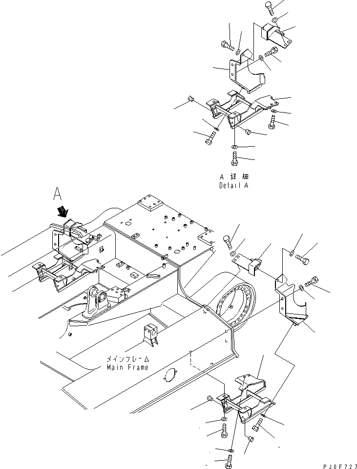 Komatsu parts book diagram for D31EX-21A-M S/N 50501-UP: ROLLER GUARD