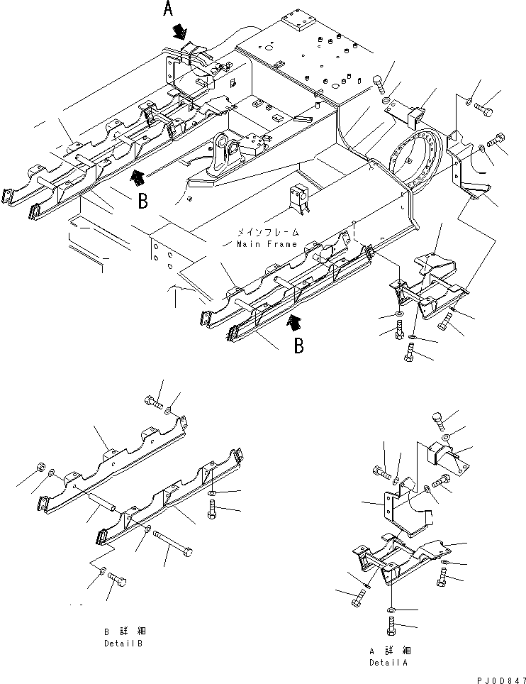Komatsu parts book diagram for D31EX-21A-M S/N 50501-UP: ROLLER GUARD (FULL GUARD)