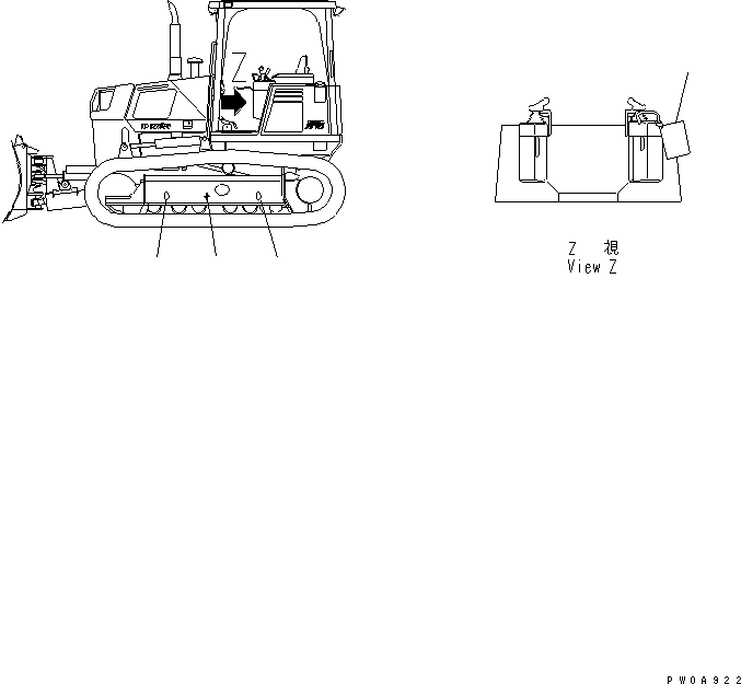 Komatsu parts book diagram for D31EX-21A-M S/N 50501-UP: CENTER OF GRAVITY MARK