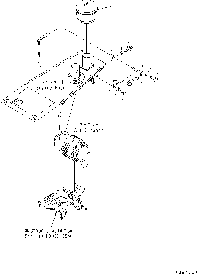 Bulldozers Komatsu / D31EX-21 S/N 50001-50499 (For North America)(d31ex-2c) / PRE-CLEANER AND AIR CLEANER MOUNTING(030040 : B0000-04A1)