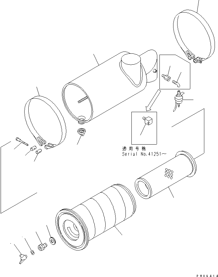 Bulldozers Komatsu / D31P-20A S/N 45001-UP (Power Angle Tilt Dozer)(d31p-24c) / AIR CLEANER (FORWARDED INDIVIDUALLY PARTS)(030020 : B0000-02A0)