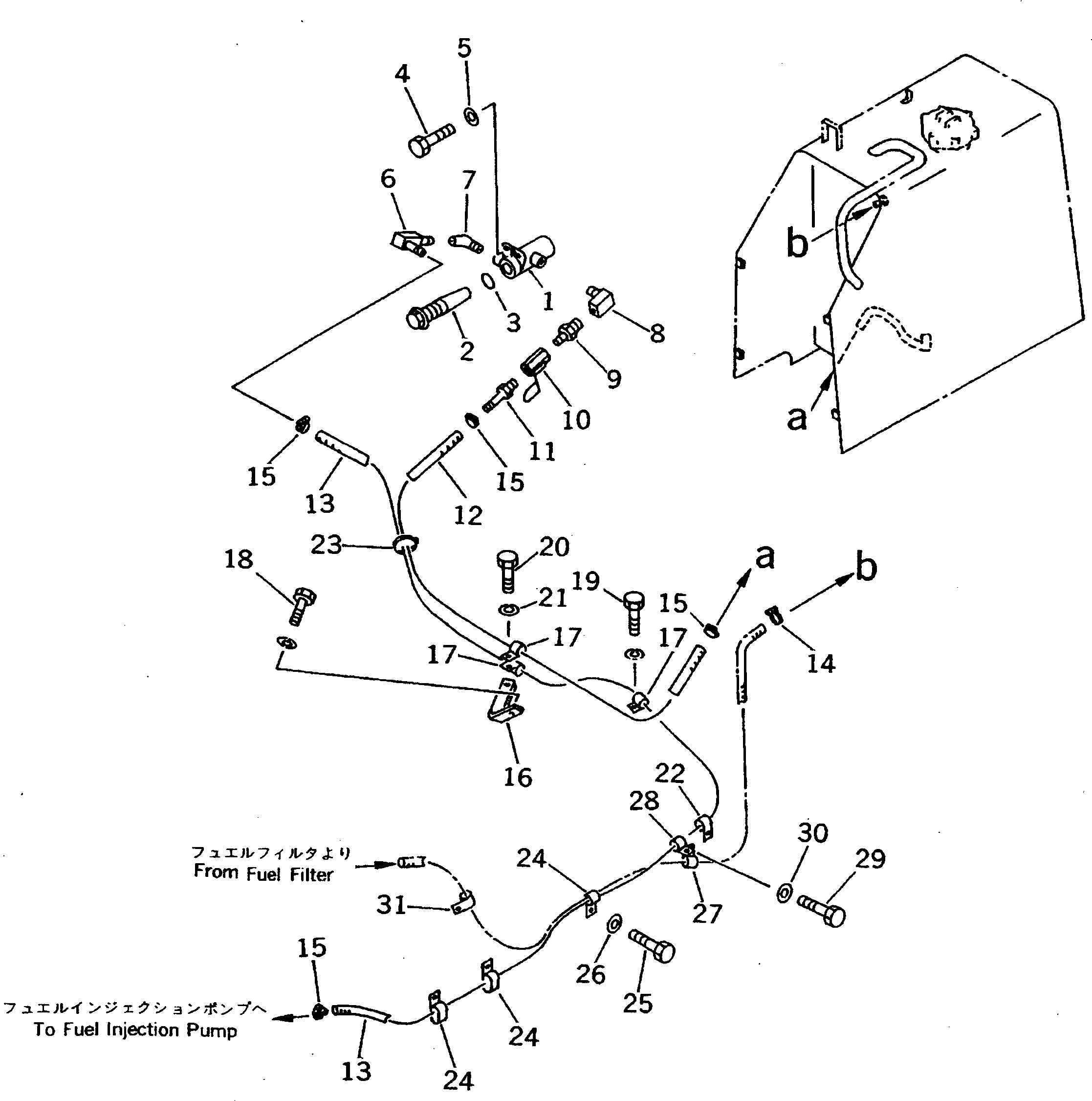 Bulldozers Komatsu / D31P-20A S/N 45001-UP (Power Angle Tilt Dozer)(d31p-24c) / FUEL PIPING (WITH ADDITIONAL STRAINER) (EXCEPT JAPAN)(#45001-47616)(090260 : D0200-01A0)