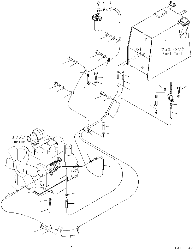 Bulldozers Komatsu / D31PLL-21-IN S/N 1001-UP (For Indonesia)(d31pll1c) / FUEL LINE (WITH FUEL PUMP)(FOR INDONESIA)(090030 : D0200-01A2)