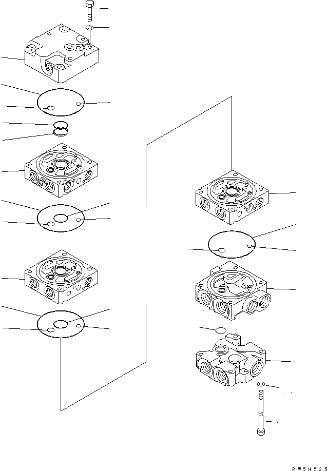 Bulldozers Komatsu / D31PX-21A-M S/N 50501-UP(d31px-0r) / CONTROL VALVE (3-SPOOL) (1/6)(450280 : Y1663-01A0)