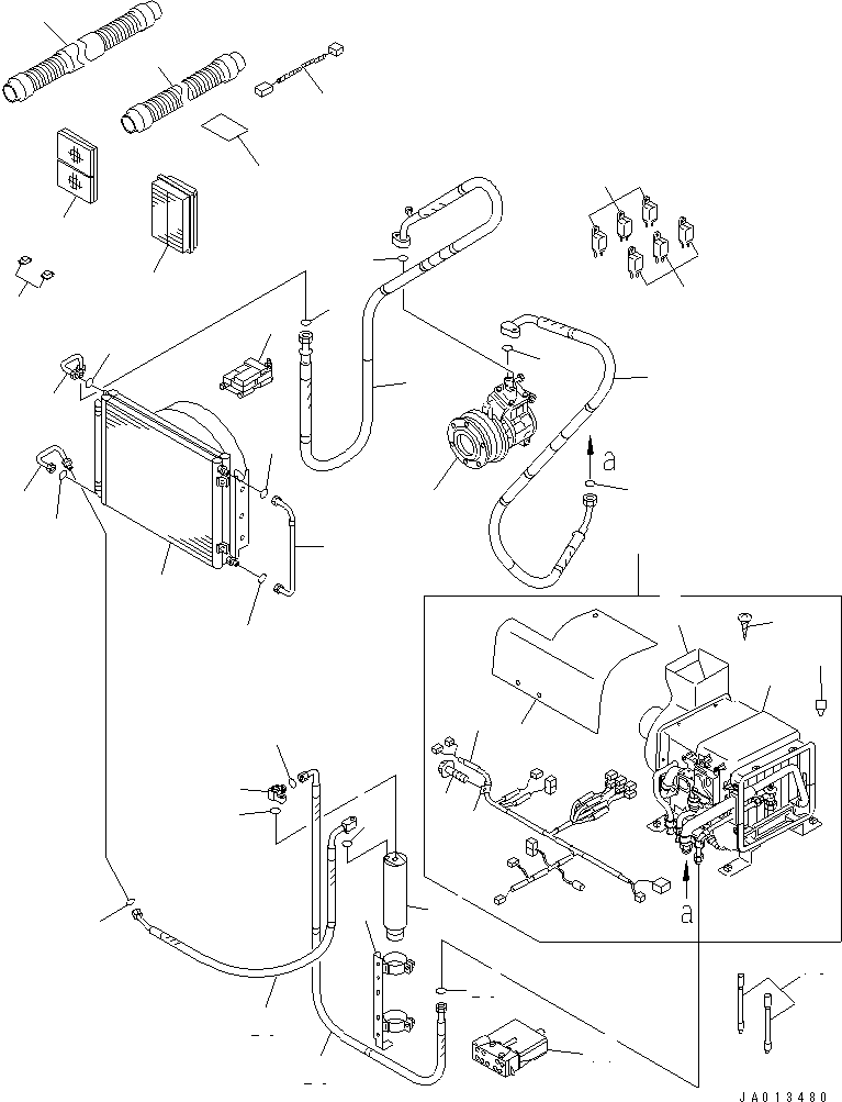 Bulldozers Komatsu / D31PX-21A S/N 50501-UP (Overseas Version)(d31px-1c) / AIR CONDITIONER (COMPRESSOR)(240340 : K0710-51A0)