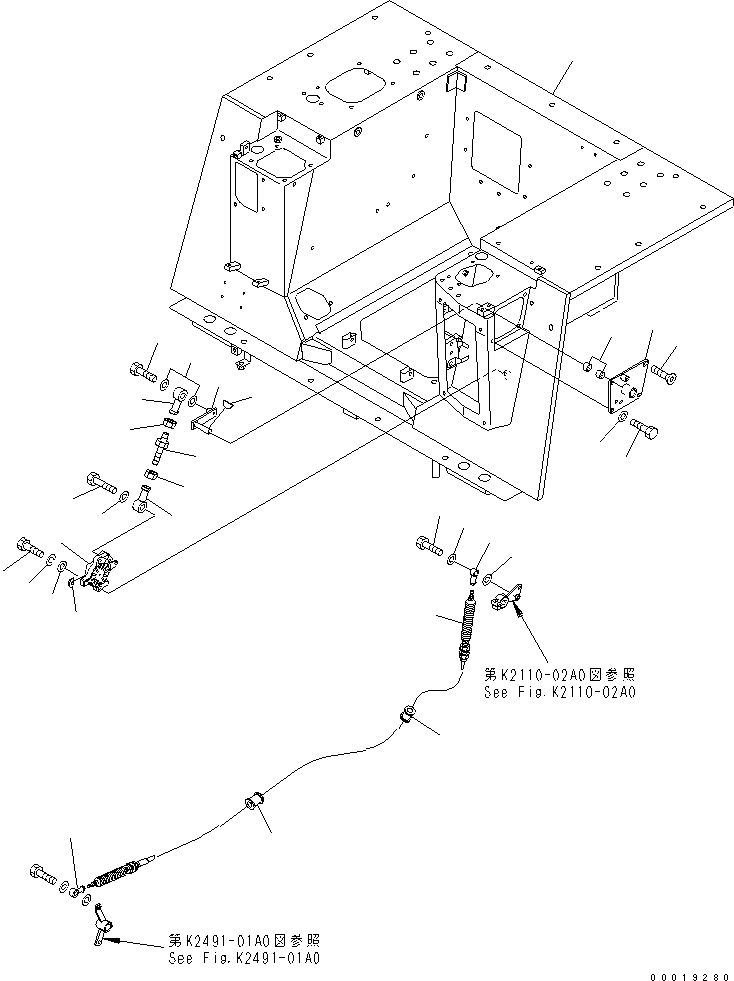 Bulldozers Komatsu / D31PX-21A S/N 50501-UP (Overseas Version)(d31px-1c) / FLOOR FRAME (FLOOR FRAME AND FUEL CONTROL 1/2)(240480 : K2110-01A0)