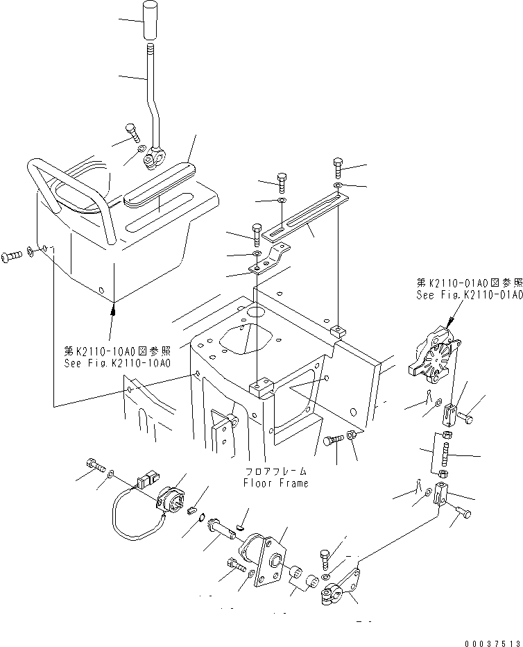 Bulldozers Komatsu / D31PX-21A S/N 50501-UP (Overseas Version)(d31px-1c) / FLOOR FRAME (FUEL CONTROL 2/2)(240490 : K2110-02A0)