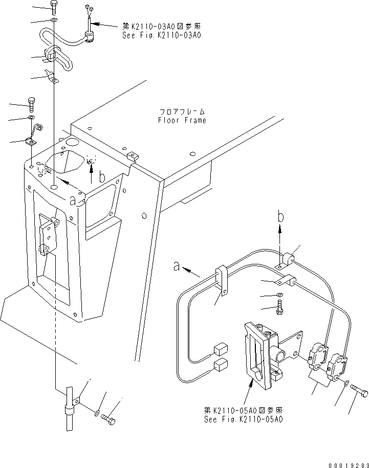 Bulldozers Komatsu / D31PX-21A S/N 50501-UP (Overseas Version)(d31px-1c) / FLOOR FRAME (STEERING ELECTRICAL)(240510 : K2110-04A0)