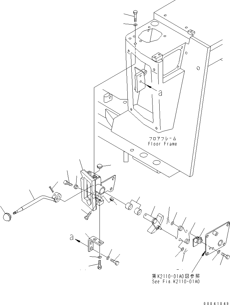 Bulldozers Komatsu / D31PX-21A S/N 50501-UP (Overseas Version)(d31px-1c) / FLOOR FRAME (STEERING LOCK LEVER)(240520 : K2110-05A0)