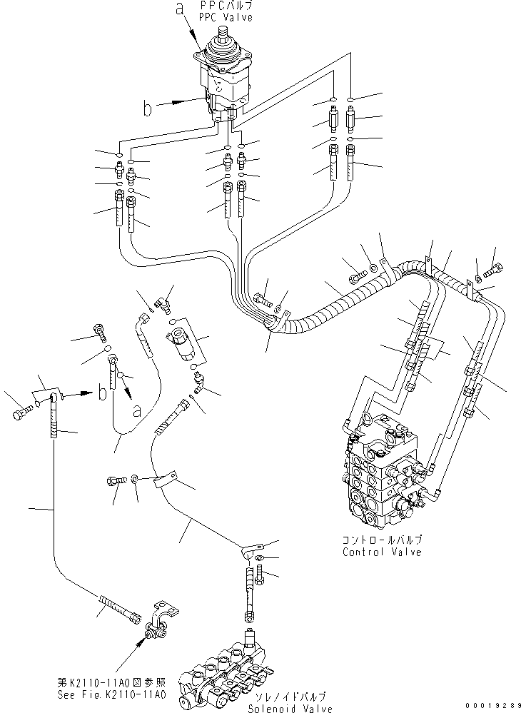 Bulldozers Komatsu / D31PX-21A S/N 50501-UP (Overseas Version)(d31px-1c) / FLOOR FRAME (WORK P.P.C PIPING)(240600 : K2110-12A0)