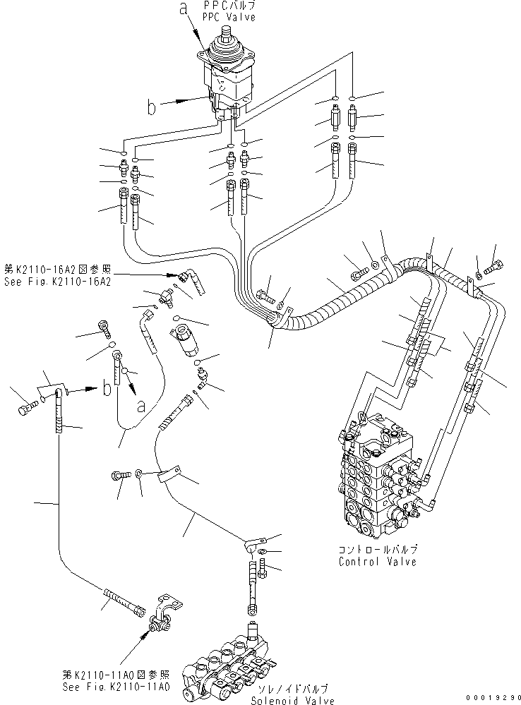 Bulldozers Komatsu / D31PX-21A S/N 50501-UP (Overseas Version)(d31px-1c) / FLOOR FRAME (WORK P.P.C PIPING) (FOR REAR ATTACHMENT)(240610 : K2110-12A2)