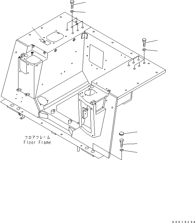 Bulldozers Komatsu / D31PX-21A S/N 50501-UP (Overseas Version)(d31px-1c) / FLOOR FRAME (MOUNT) (FOR CANOPY AND REAR ATTACHMENT)(240670 : K2110-15A2)