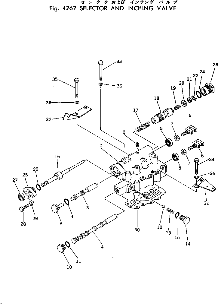 Crawler Loaders Komatsu / D31Q-17 S/N 32001-UP(d31q-17c) / SELECTOR AND INCHING VALVE(060090 : 4262) Crawler Loaders Komatsu / D31Q-17 S/N 32001-UP(d31q-17c) / SELECTOR AND INCHING VALVE(060090 : 4262)