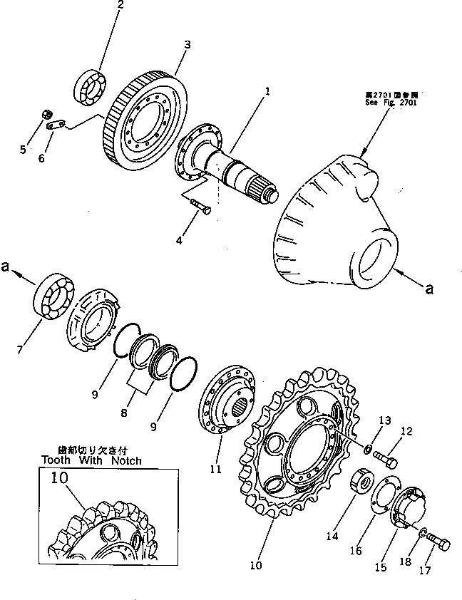 Crawler Loaders Komatsu / D31Q-18 S/N 40001-UP(d31q-18r) / SPROCKET AND SHAFT(060190 : 2715) Crawler Loaders Komatsu / D31Q-18 S/N 40001-UP(d31q-18r) / SPROCKET AND SHAFT(060190 : 2715)