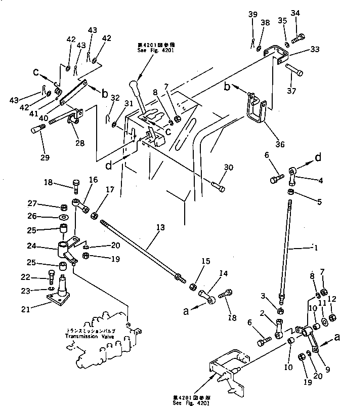Crawler Loaders Komatsu / D31Q-18 S/N 40001-UP(d31q-18r) / TRANSMISSION CONTROL LINKAGE(120060 : 4202) Crawler Loaders Komatsu / D31Q-18 S/N 40001-UP(d31q-18r) / TRANSMISSION CONTROL LINKAGE(120060 : 4202)