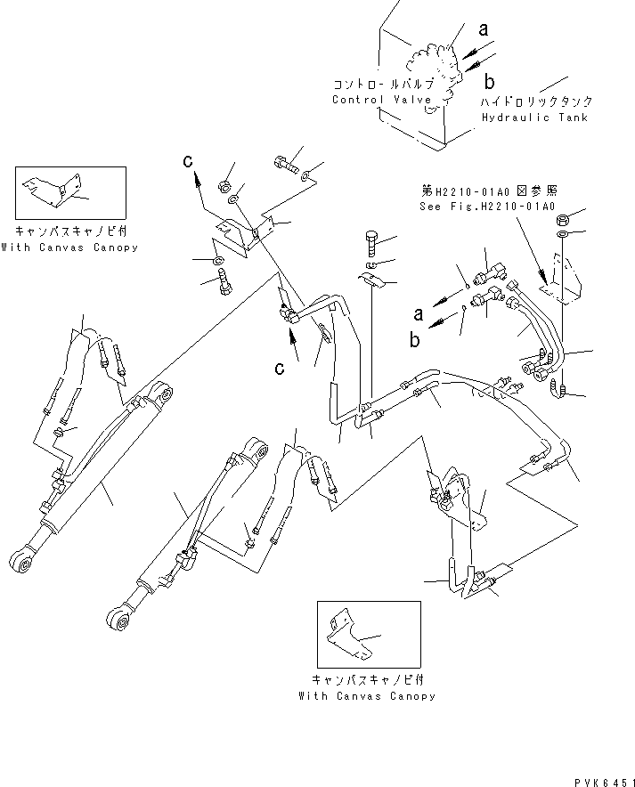 Crawler Loaders Komatsu / D31Q-20 S/N 41001-UP(d31q-20r) / HYDRAULIC PIPING (DUMP CYLINDER LINE)(180080 : H2240-01A0)