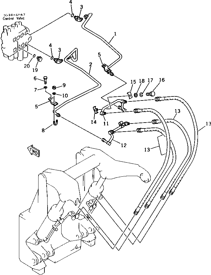 Crawler Loaders Komatsu / D31S-18 S/N 40001-UP(d31s-18r) / HYDRAULIC PIPING (VALVE TO CYLINDER) (FOR 3-POINT HITCH)(180240 : 6611) Crawler Loaders Komatsu / D31S-18 S/N 40001-UP(d31s-18r) / HYDRAULIC PIPING (VALVE TO CYLINDER) (FOR 3-POINT HITCH)(180240 : 6611)