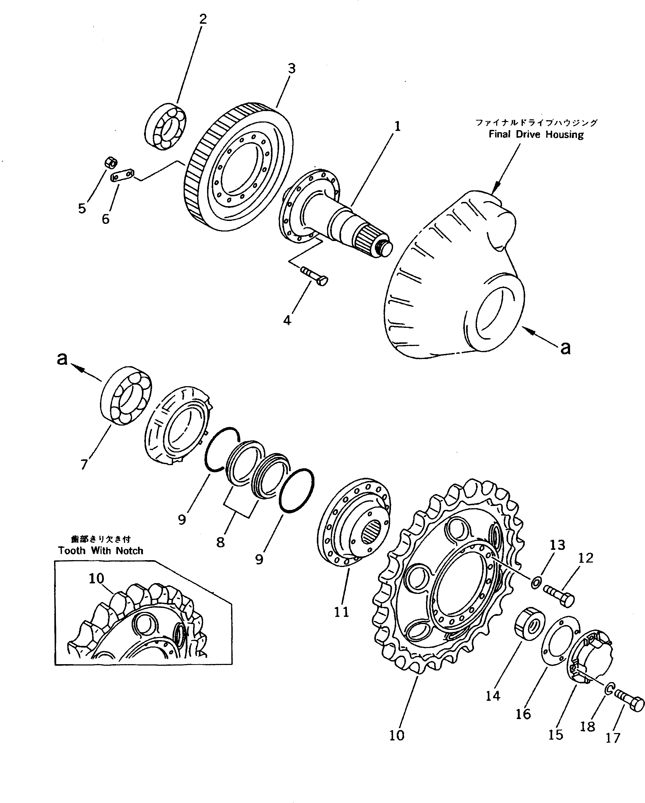 Crawler Loaders Komatsu / D31S-20 S/N 41001-UP(d31s-20c) / SPROCKET AND SHAFT(150180 : F2380-03A0)