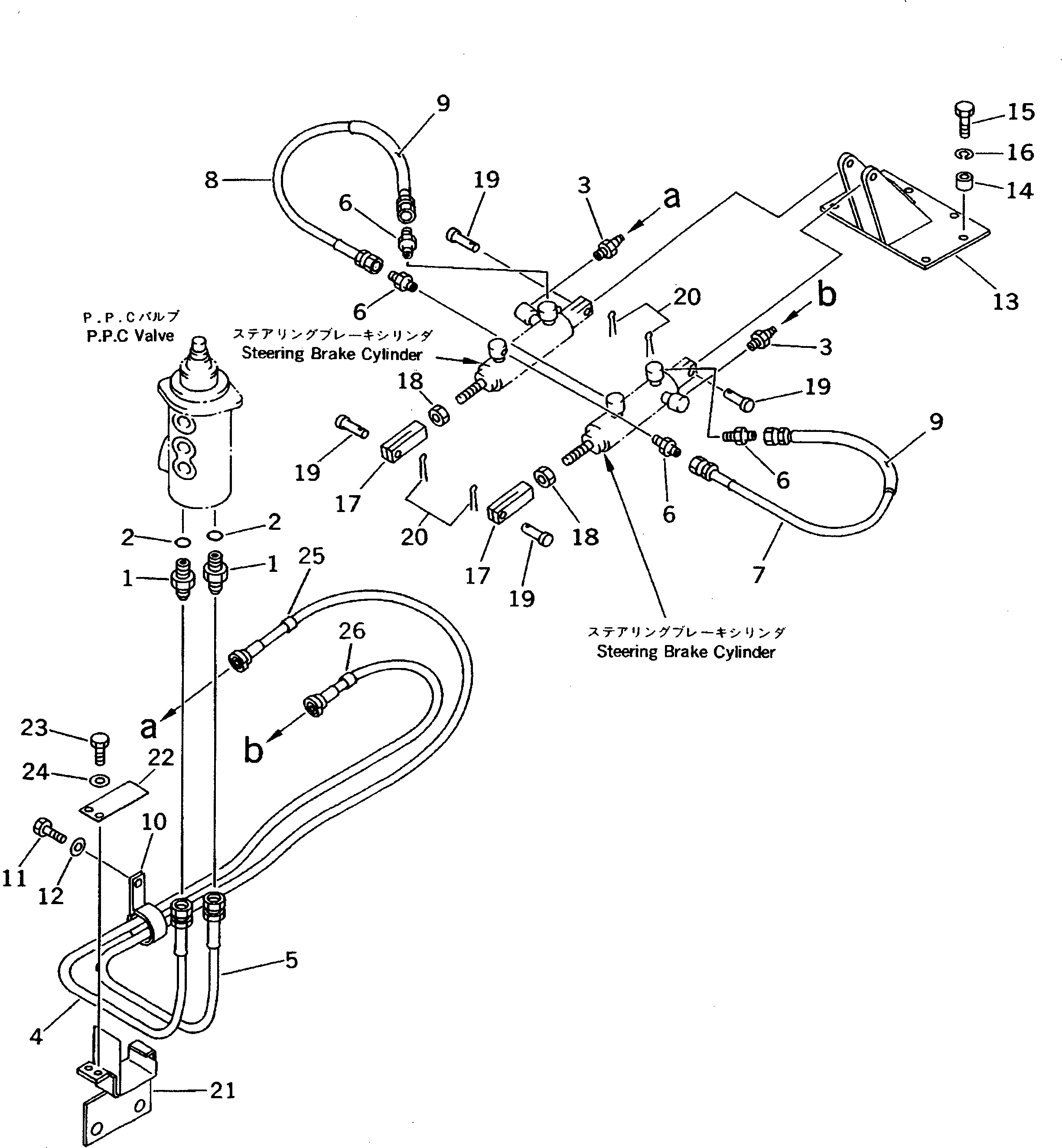 Crawler Loaders Komatsu / D31S-20 S/N 41001-UP(d31s-20c) / STEERING PIPING (3/3) (BRAKE CYLINDER LINE)(150220 : F2600-03A0)