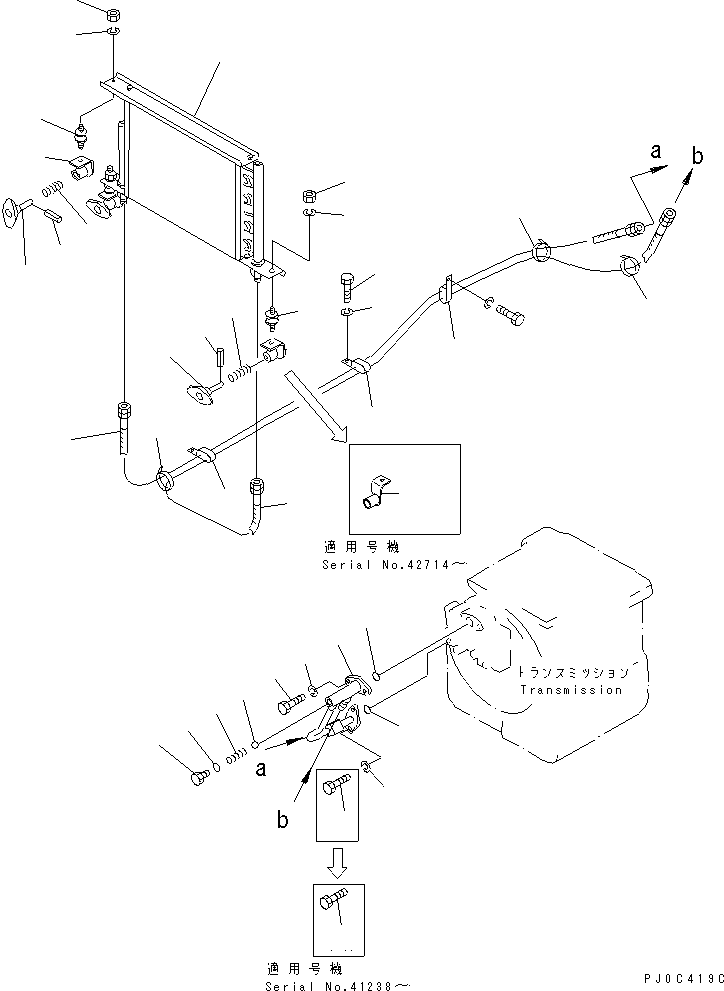 Crawler Loaders Komatsu / D31S-20 S/N 41001-UP(d31s-20c) / OIL COOLER PIPING (WITH HINGE MASK REINFORCED TYPE)(150250 : F2730-01A1)