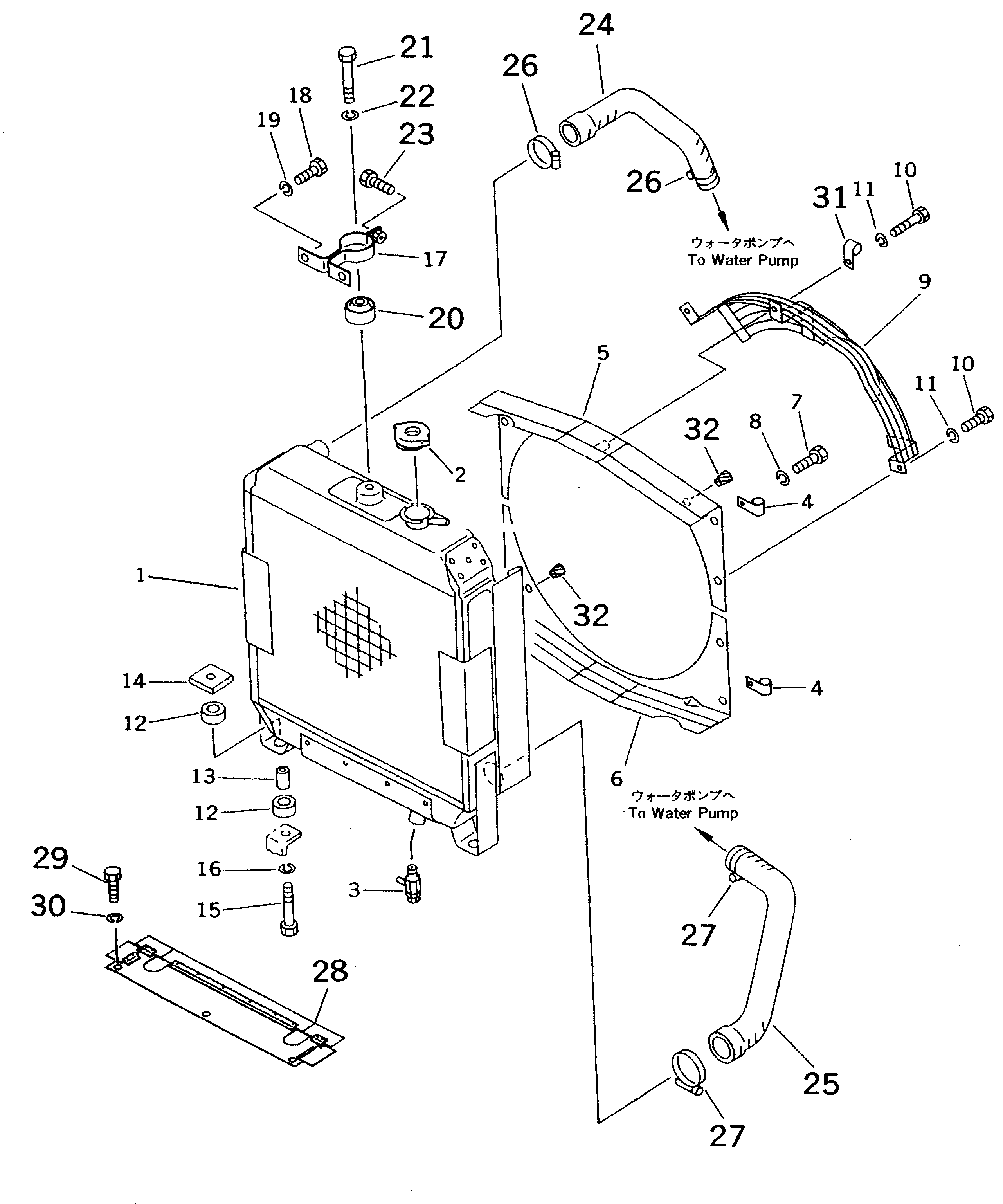 Crawler Loaders Komatsu / D31S-20 S/N 41001-UP(d31s-20r) / RADIATOR AND PIPING(FOR 25A ALTERNATOR OR SEALED TYPE ALTERNATOR)(#41001-41139)(060040 : C0100-01A1) Crawler Loaders Komatsu / D31S-20 S/N 41001-UP(d31s-20r) / RADIATOR AND PIPING(FOR 25A ALTERNATOR OR SEALED TYPE ALTERNATOR)(#41001-41139)(060040 : C0100-01A1)