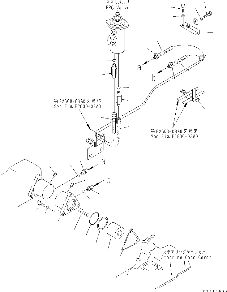 Crawler Loaders Komatsu / D31SM-20 S/N 41001-UP(d31sm-2r) / STEERING PIPING (2/3) (STEERING CLUTCH LINE)(150210 : F2600-02A0)
