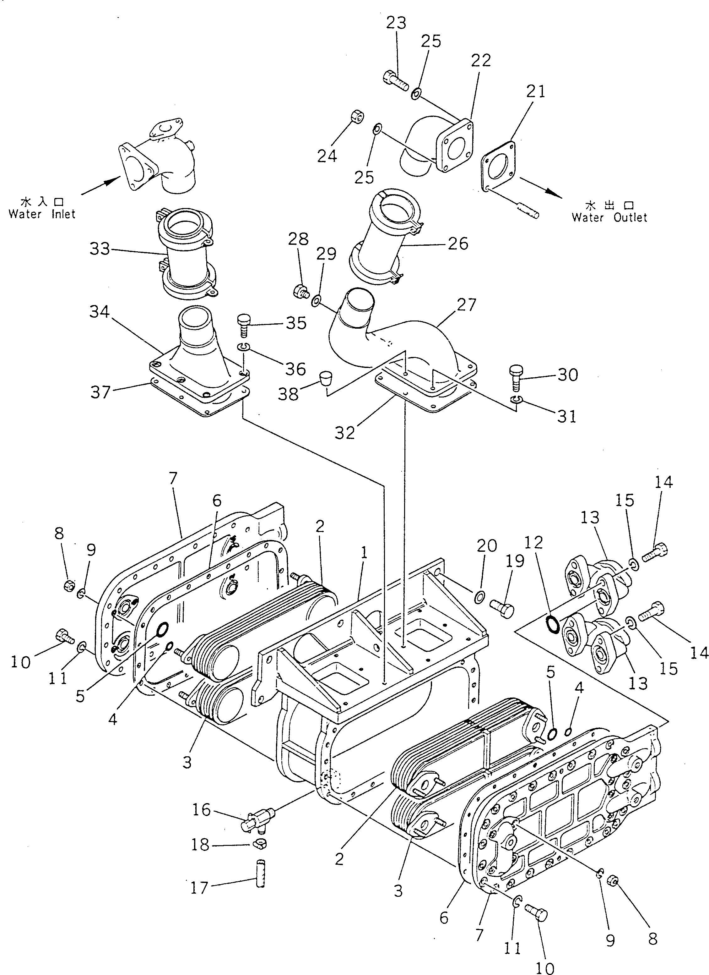 Bulldozers Komatsu / D355A-5 S/N 12622-UP(d355a-5c) / OIL COOLER(030070 : 1211)