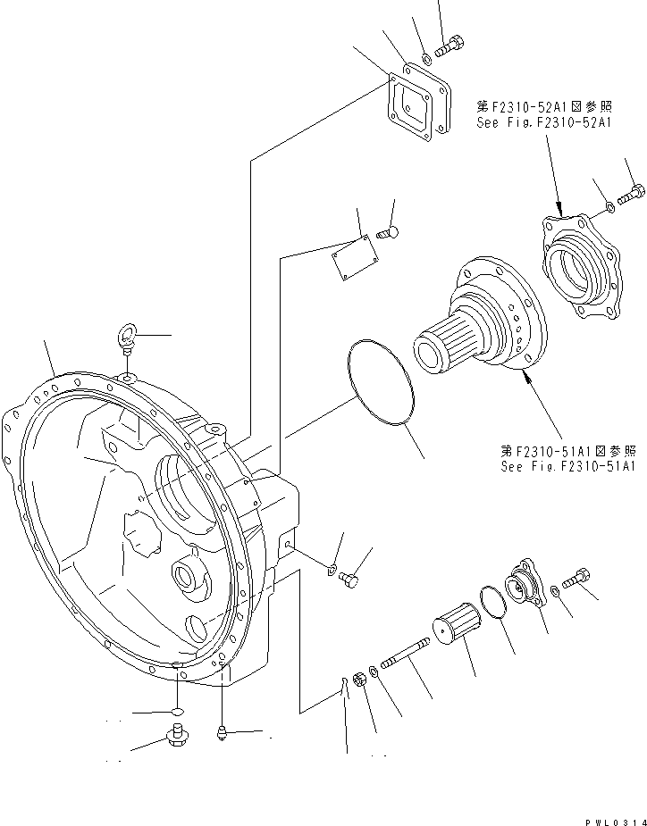 Pipelayers Komatsu / D355C-3 S/N 14263-UP (SA6D140-2 Eng. Installed (-30cent. Spec.))(d355c-1c) / TORQUE CONVERTER HOUSING(150070 : F2310-54A2)