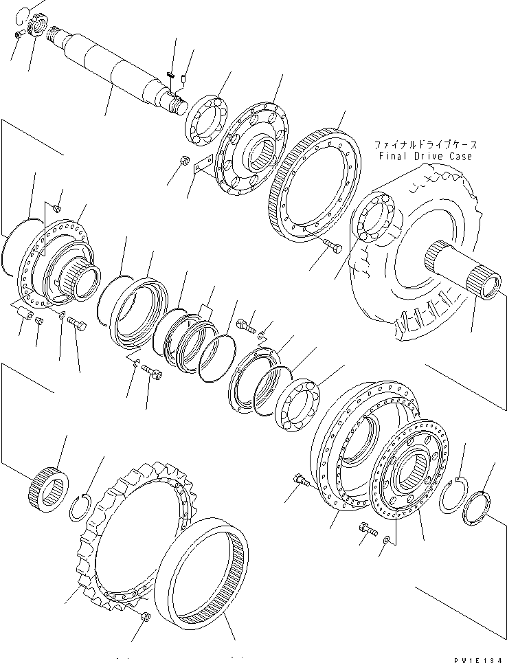Pipelayers Komatsu / D355C-3 S/N 14263-UP (SA6D140-2 Eng. Installed (-30cent. Spec.))(d355c-1c) / FINAL DRIVE GEAR AND SHAFT (1/2) (COLD WEATHER (A) SPEC.)(#14413-)(150300 : F2380-02A1)