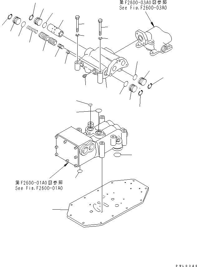 Pipelayers Komatsu / D355C-3 S/N 14263-UP (SA6D140-2 Eng. Installed (-30cent. Spec.))(d355c-1c) / RELIEF VALVE (COLD WEATHER (A) SPEC.)(#14413-)(150330 : F2600-02A1)