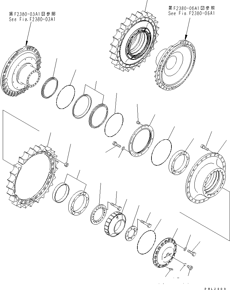 Bulldozers Komatsu / D375A-3 S/N 17001-UP (6 Track Roller)(d375a-3c) / FINAL DRIVE (SPROCKET HUB) (REINFORCED TYPE)(150420 : F2380-01A1)