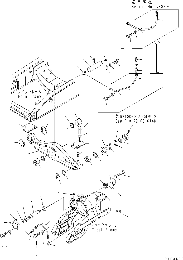 Komatsu parts book diagram for D375A-3 S/N 17001-UP (6 Track Roller): EQUALIZER BAR (6 TRACK ROLLER)