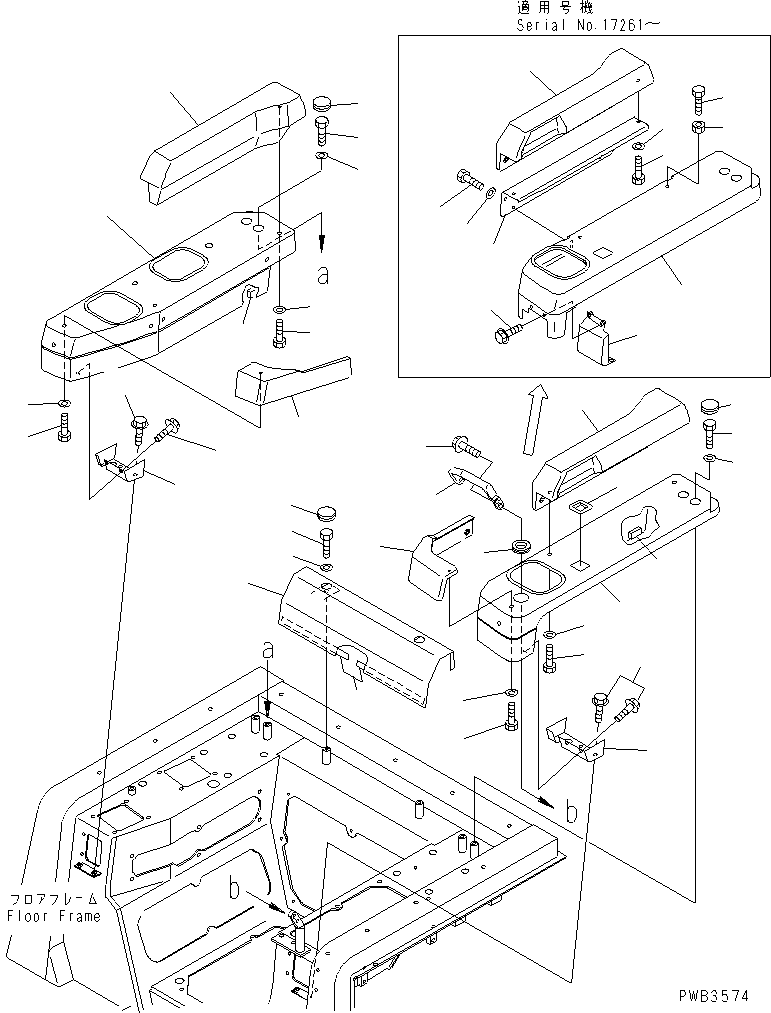 Komatsu parts book diagram for D375A-3 S/N 17001-UP (6 Track Roller): ARM REST