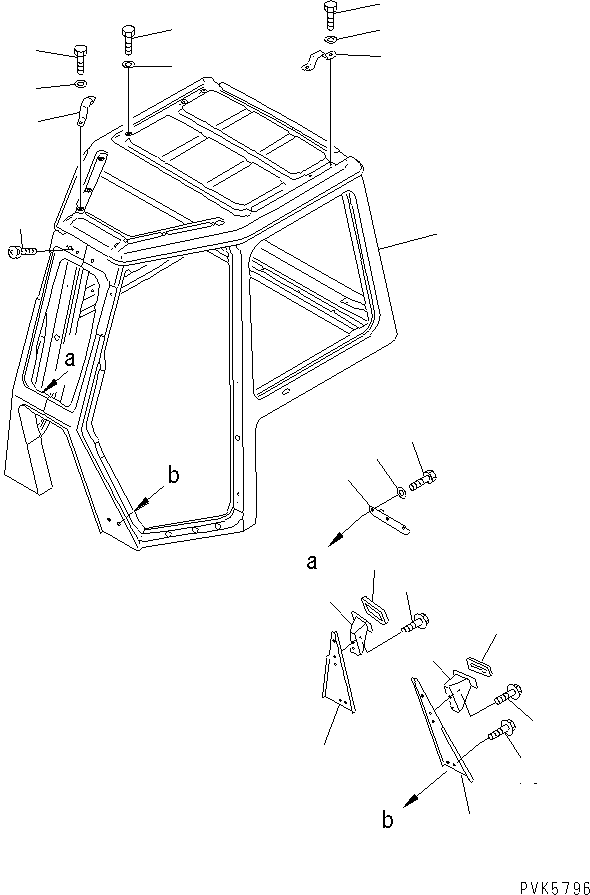 Komatsu parts book diagram for D375A-3 S/N 17001-UP (6 Track Roller): CAB (BODY)