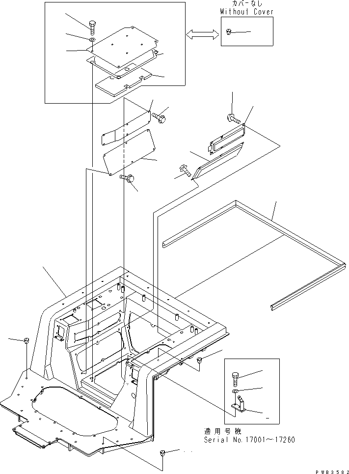 Komatsu parts book diagram for D375A-3 S/N 17001-UP (6 Track Roller): FLOOR FRAME (WITH CAB)
