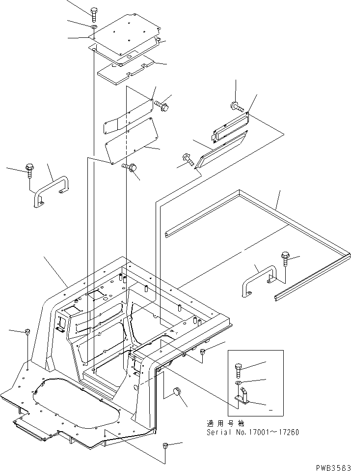 Komatsu parts book diagram for D375A-3 S/N 17001-UP (6 Track Roller): FLOOR FRAME (WITHOUT CAB)