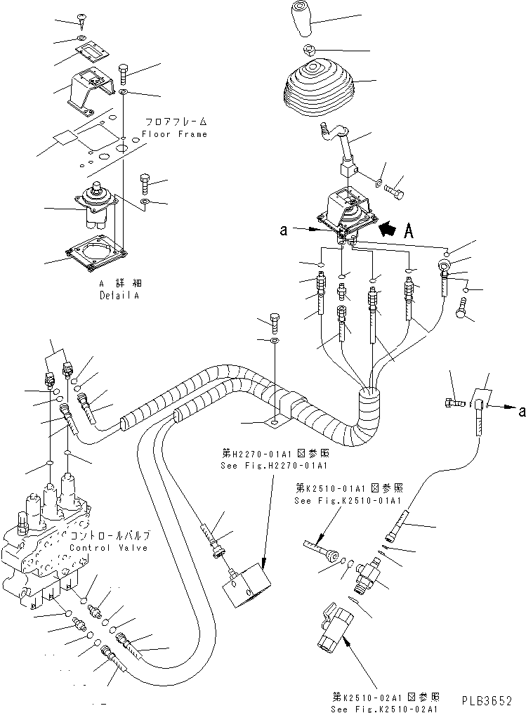 Komatsu parts book diagram for D375A-3 S/N 17001-UP (6 Track Roller): RIPPER CONTROL (FOR RIGIT TYPE RIPPER)