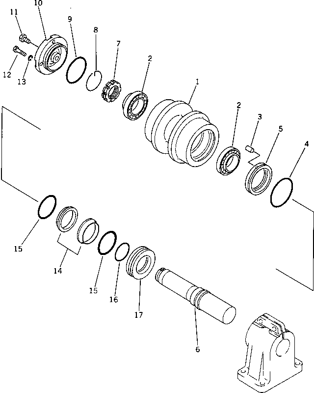 Komatsu parts book diagram for D375A-3 S/N 17001-UP (6 Track Roller): CARRIER ROLLER