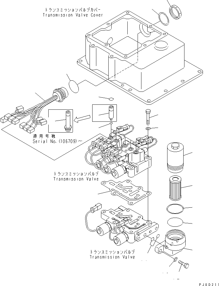 Bulldozers Komatsu / D375A-5 S/N 18001-UP(d375a-5c) / TRANSMISSION VALVE (1/4) ? FILTER AND HARNESS(150330 : F2320-59A0)