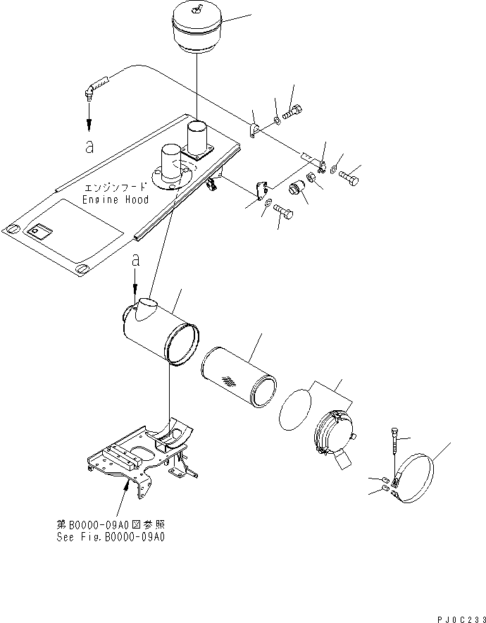 Bulldozers Komatsu / D37EX-21A-M S/N 5501-UP(d37ex-0r) / AIR CLEANER (WITH PRE-CLEANER)(030040 : B0000-04A1)