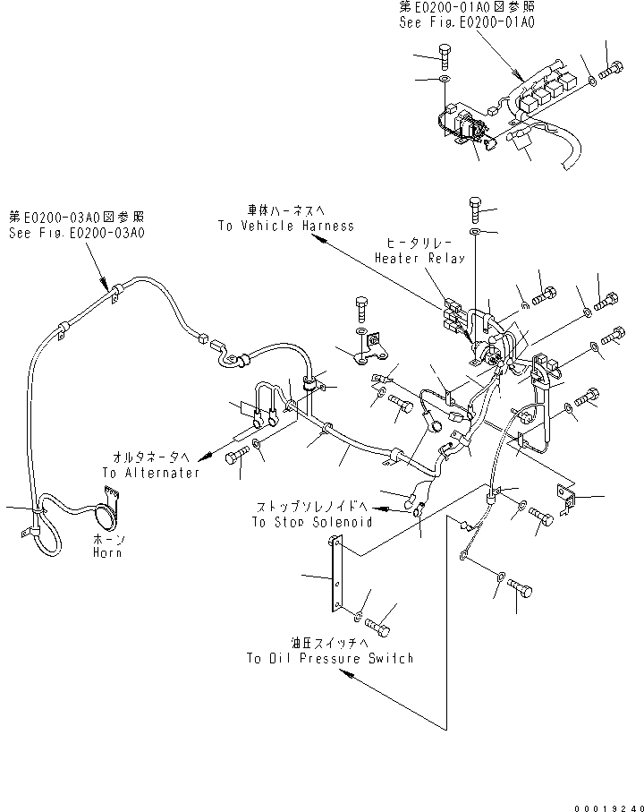 Bulldozers Komatsu / D37EX-21A-M S/N 5501-UP(d37ex-0r) / ELECTRICAL SYSTEM (ENGINE WIRING)(120040 : E0200-02A0)