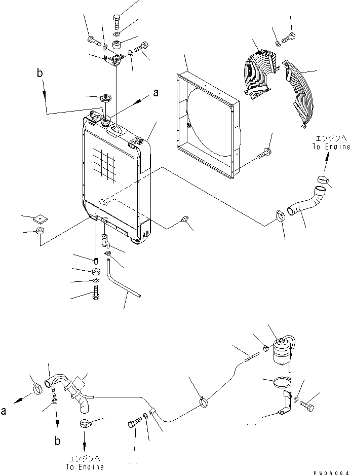 Komatsu parts book diagram for D41E-6K S/N 50001-UP (For Bangladesh): COOLING (WITHOUT AIR CONDITIONER)(#50001-50200)