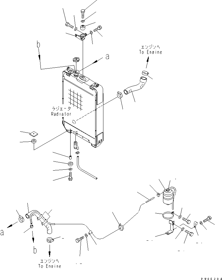 Komatsu parts book diagram for D41E-6K S/N 50001-UP (For Bangladesh): COOLING (HOSE ? MOUNT ? RESERVE TANK)(#50201-)