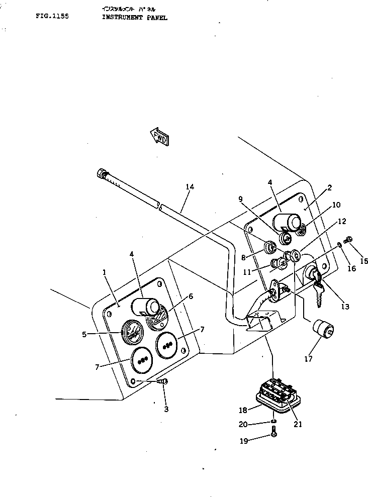 Komatsu parts book diagram for D41P-3 S/N 6001-UP (Straight Tilt Dozer): INSTRUMENT PANEL