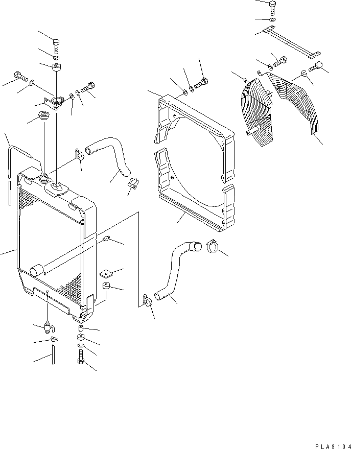 Bulldozers Komatsu / D41P-5 S/N 10001-UP(d41p-5r) / RADIATOR AND PIPING (FOR TRIMMING DOZER)(#11321-)(030060 : 1203A)