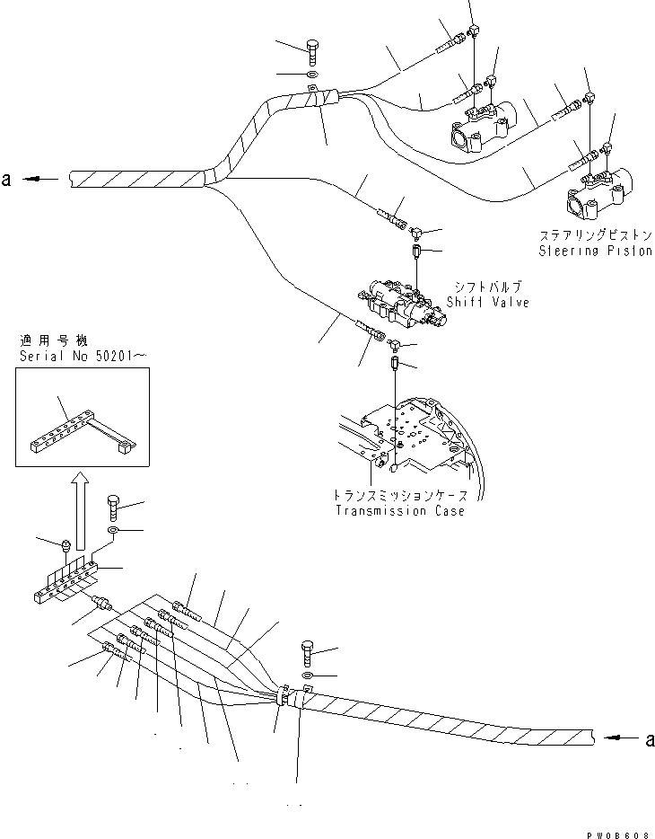 Komatsu parts book diagram for D41P-6K S/N 50001-UP: POWER LINE (CHECK LINE)