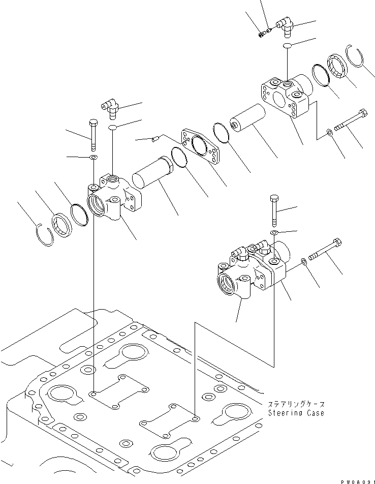 Komatsu parts book diagram for D41P-6K S/N 50001-UP: POWER LINE (STEERING PISTON)